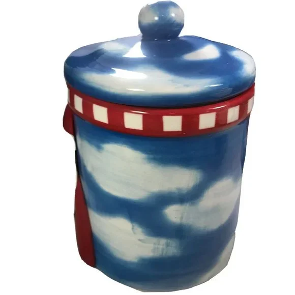 Sakura Oneida Earthenware Zulauf Design Jolly Santa Christmas Cookie Treat Jar - Picture 3 of 12